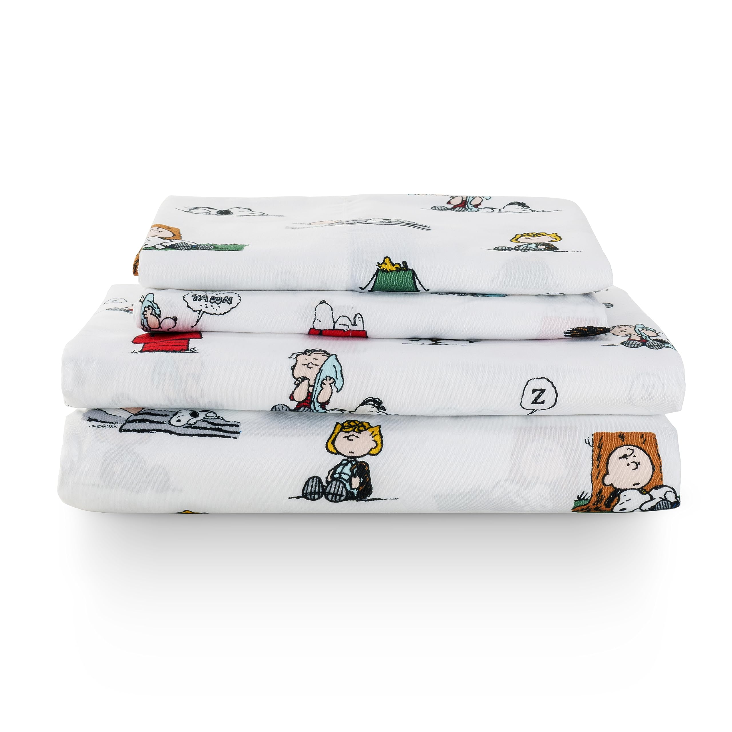 Berkshire Blanket Peanuts Kids Sheet Set, Full Size - 4 Pieces, Peanuts Sleeping Colorized Sheet Scale White, Cute Character Sno