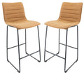 Leather Bar Stool With Black Iron Base & Footrest Set of 2