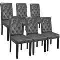 Yaheetech Dining Chairs Set of 6, PU Leather Kitchen Chairs with Solid Wood Legs and Button Tufted Seat for Home, Restaurants, G