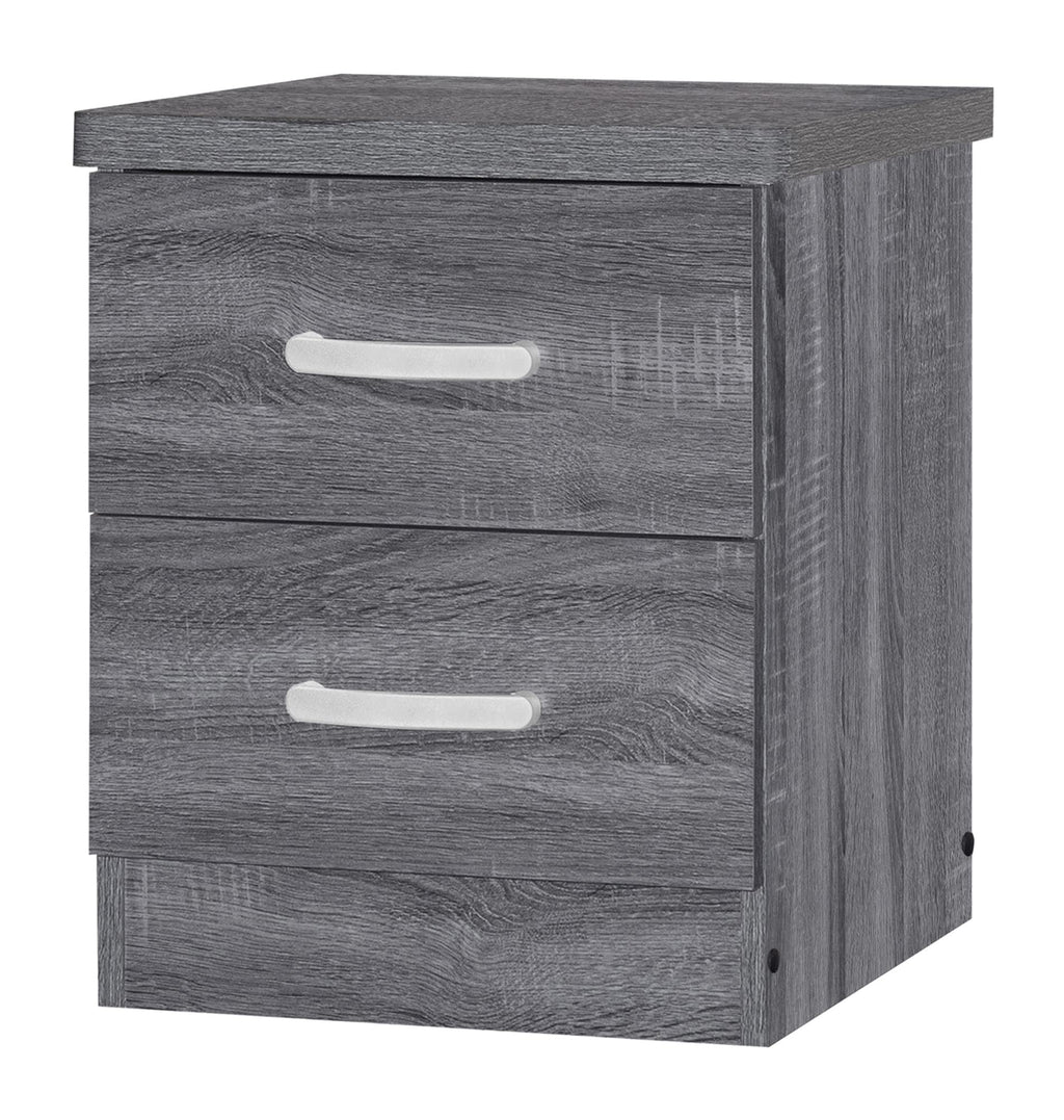 Better Home Products Cindy Faux Wood 2 Drawer Nightstand in Gray