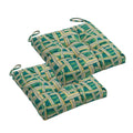 Makimoo 2-Pack Outdoor/Indoor Wicker Patio Seat Cushion Pad With Ties - Dining Chair Cushion, 17' X 17' (Green Plaid)
