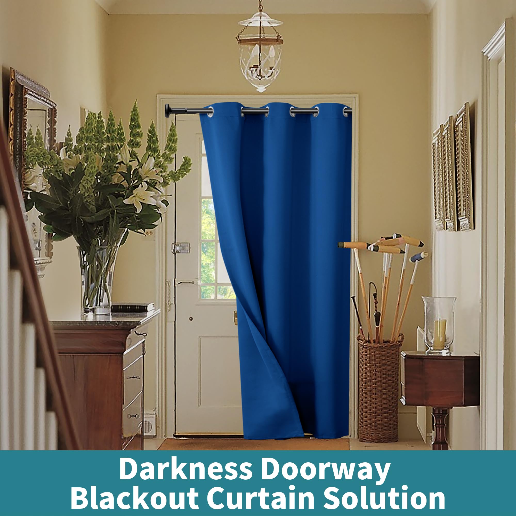 Bgment Royal Blue Door Curtain 80 Inch Length For Doorway, Bedroom Closet Curtain, Privacy Thermal Insulated Blackout Grommet Room Divider For Room Separation, 1 Panel, 34 Inch Wide