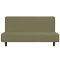 Easy-Going Stretch Futon Slipcover Armless Futon Bed Cover Furniture Protector Without Armrests With Elastic Bottom For Kids, Soft Jacquard Fabric Small Checks (Large, Khaki)