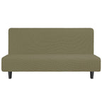 Easy-Going Stretch Futon Slipcover Armless Futon Bed Cover Furniture Protector Without Armrests With Elastic Bottom For Kids, Soft Jacquard Fabric Small Checks (Large, Khaki)