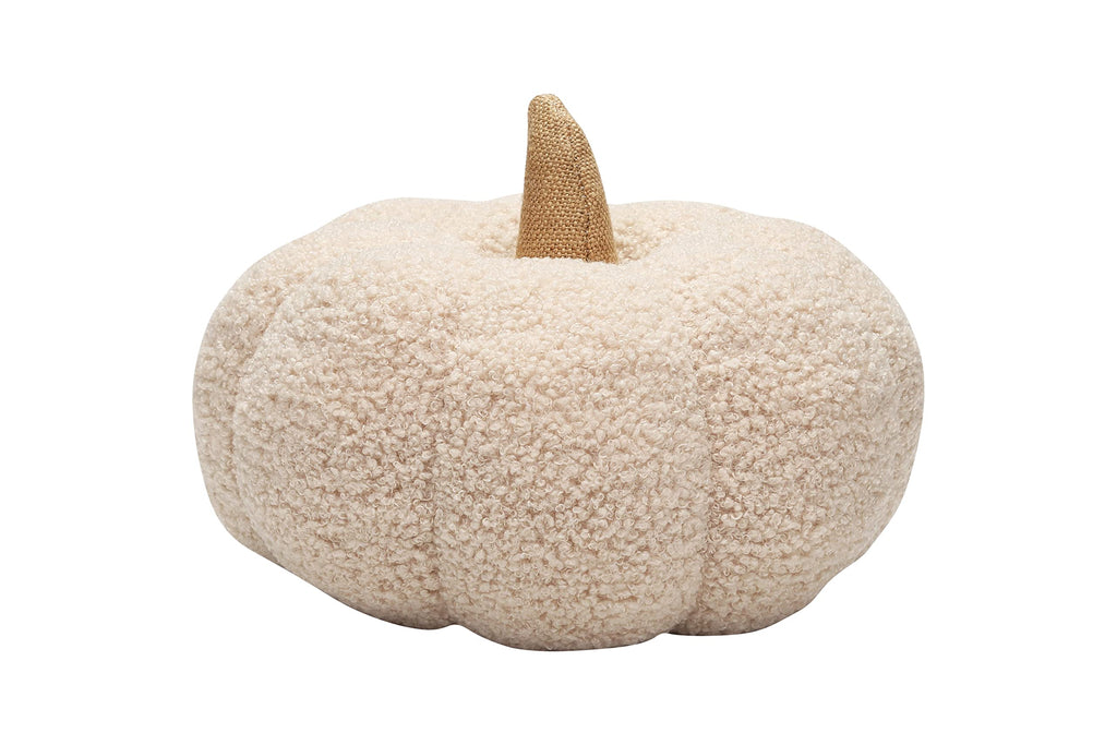 Pearhead Sherpa Pumpkin, Plush Stuffed Halloween Home Decorations, Modern Fall Home Decor, 6.5' x 9', Cream