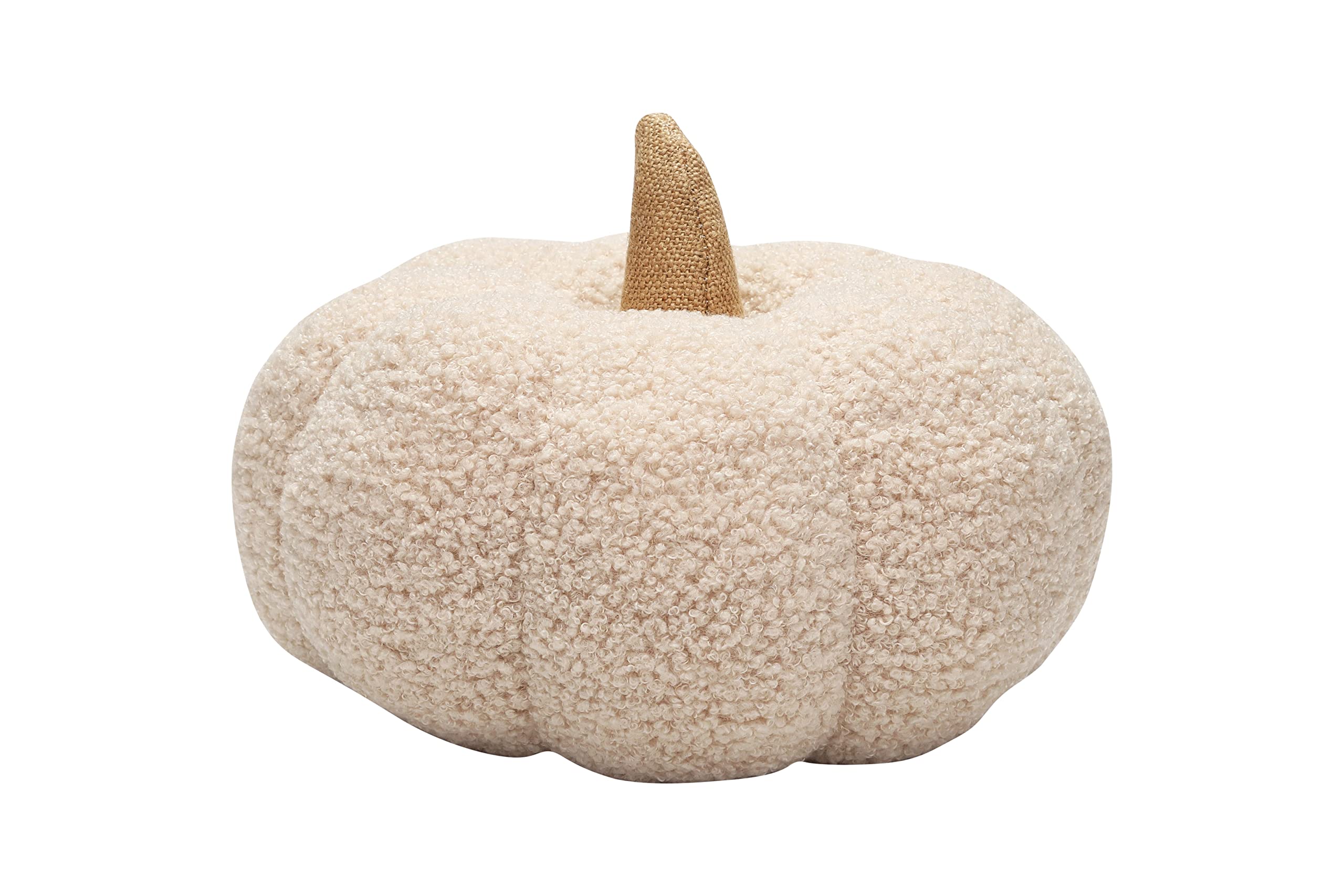 Pearhead Sherpa Pumpkin, Plush Stuffed Halloween Home Decorations, Modern Fall Home Decor, 6.5' x 9', Cream
