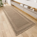 AMOAMI Waffle Bath-Mat, Absorbent Bath Mats for Bathroom Non Slip, Machine Washable Bathroom Rugs with Tassels Ultra Soft Boho B
