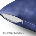 Bedelite Satin Pillowcase With Zipper, Navy King Size Pillow Cases Set Of 2, Super Soft And Cooling Similar To Silk Pillow Cases