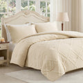 Queen Comforter Set Beige, 3 Pieces Down Alternative Lightweight Bedding Set With Pillowcases For All Season, Machine Washable
