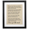 Corfara Framed Burlap Print 11 W X 13 H, Gifts for Men Anniversary, Wife Birthday Gifts from Husband, I Love You The Most, Valen