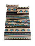 Chezmoi Collection Prescott 4Piece Southwestern Geometric Tribal Multicolor Teal Beige Black Gray Sheet Set, Queen Size