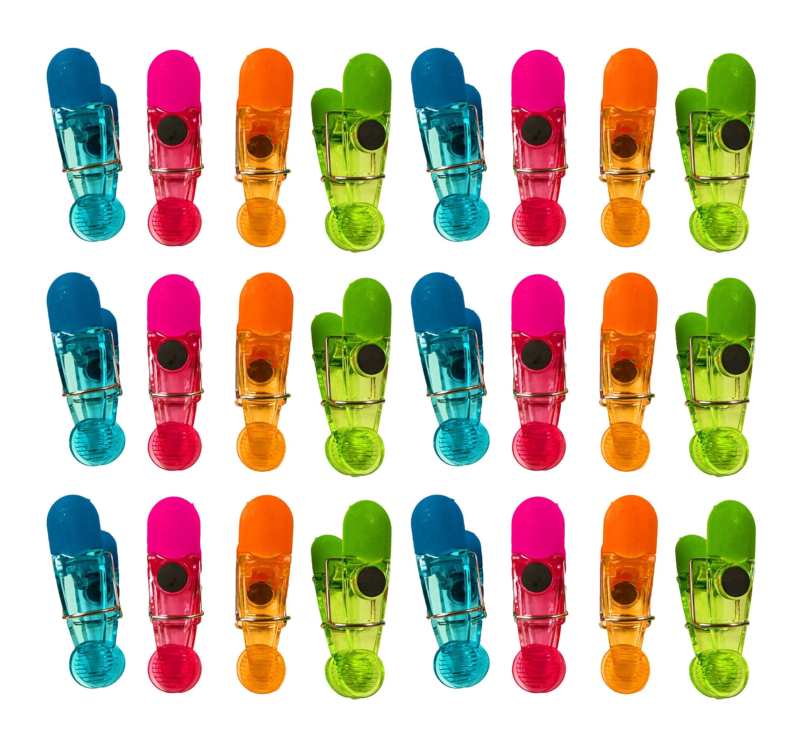 Set Of 24 Black Duck Brand All Purpose Magnetic Clips Colorful Bag Clips, Chip Clips Assorted Colors Comfort Grip (24)
