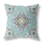 HomeRoots Aqua Brown 20â€ Aqua Blue Floral Geo Zippered Suede Throw Pillow