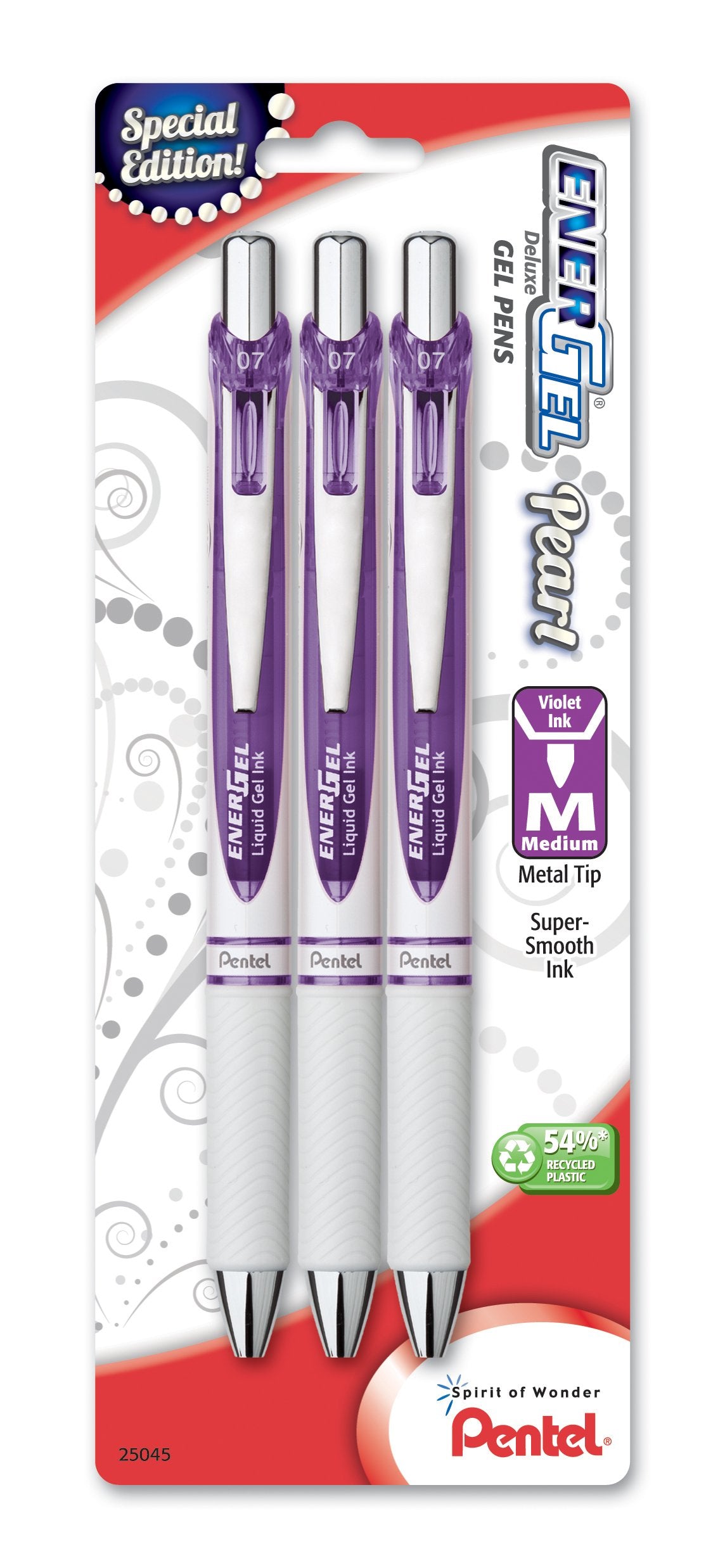 Pentel Gel Ink Pen, Energel Pearl Rtx Retractable Gel Pen, 0.7Mm (Bl77Wbp3V)