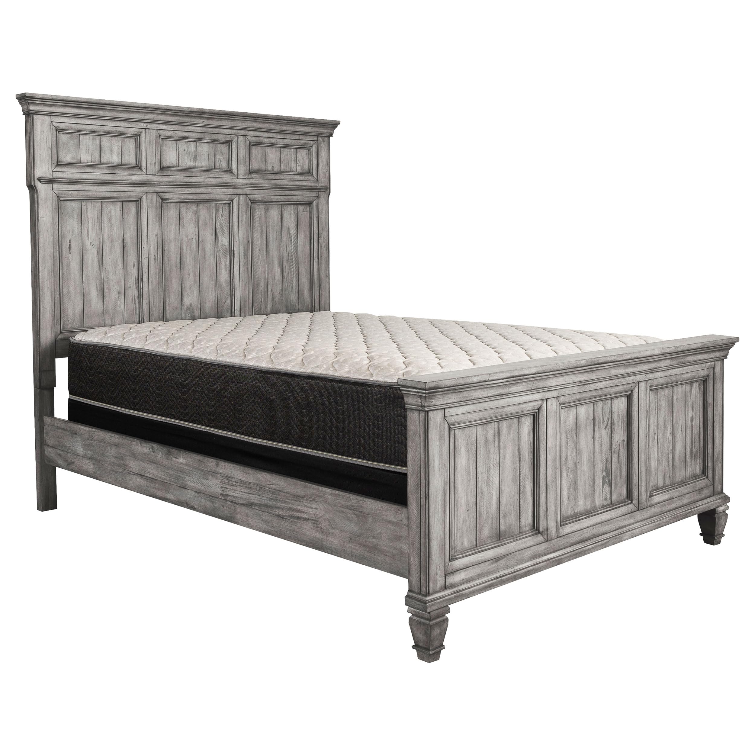 Coaster Home Furnishings Avenue Farmhouse Wood California King Size Panel Bed Frame 68-inch Headboard Weathered Grey 224031KW