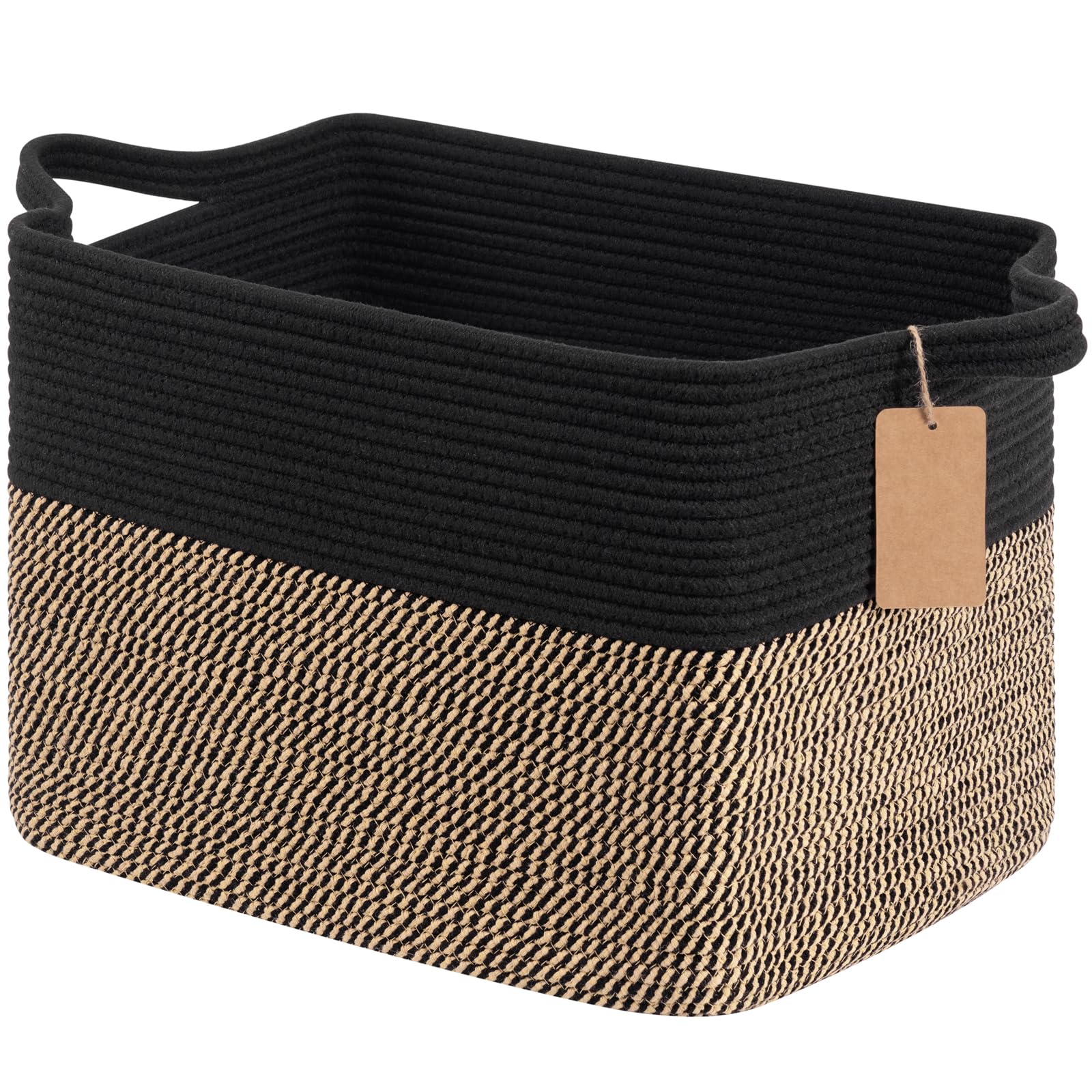 Goodpick Woven Storage Baskets for Organizing, 18 x 14 x 12 Wicker Laundry Basket for Shoes,Towel, Blanket Basket for Living Roo