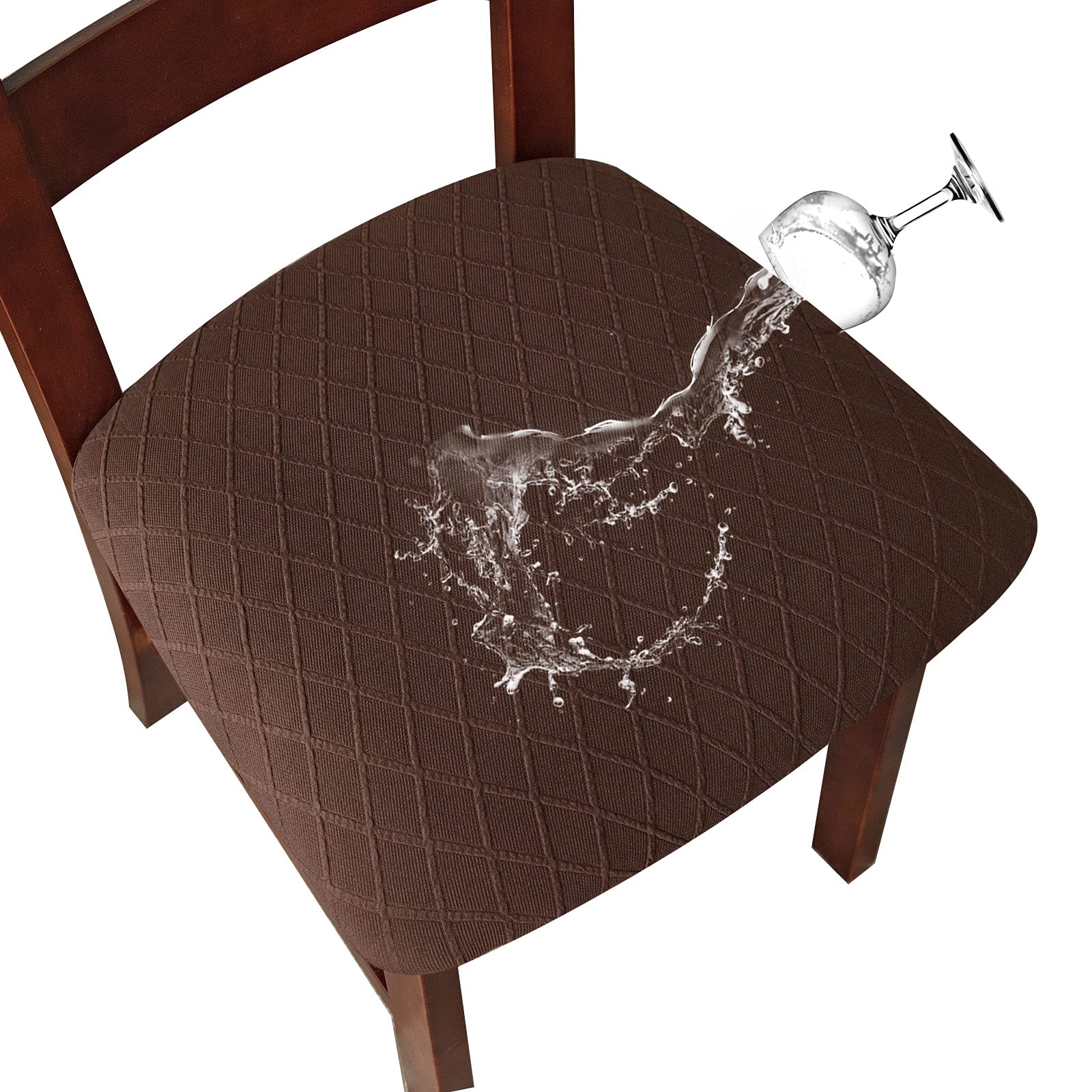 Genina Waterproof Seat Covers for Dining Room Chairs Covers Dining Chair Cover Kitchen Chair Covers (Chocolate, 2 Pcs)
