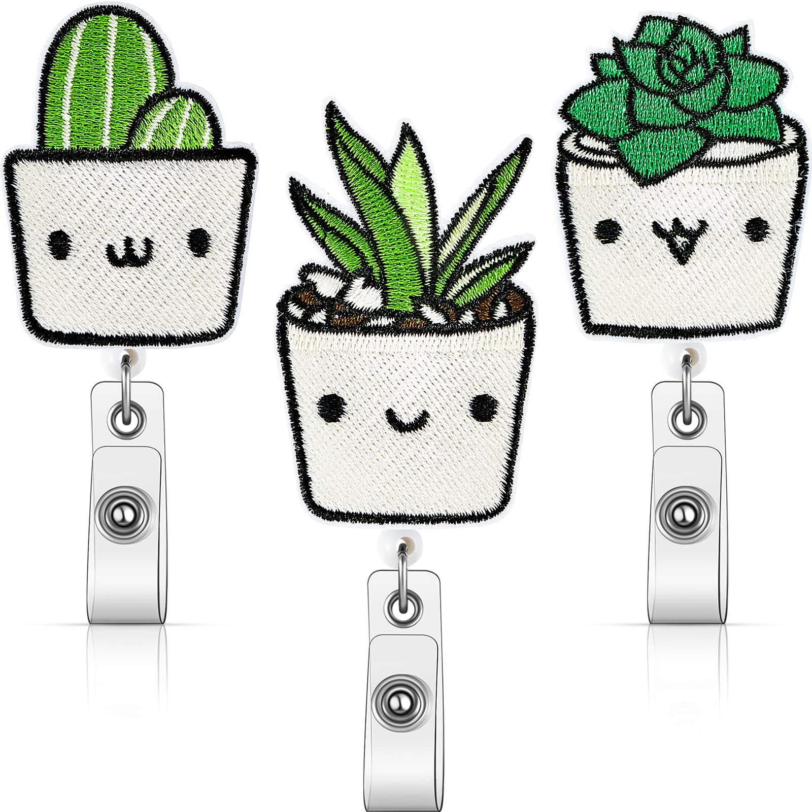 3 Pieces Plant Badge Reel Cute Badge Reels Retractable Badge Holders Pack With Swivel Clip Funny Nurse Id Name Badge Reels For O