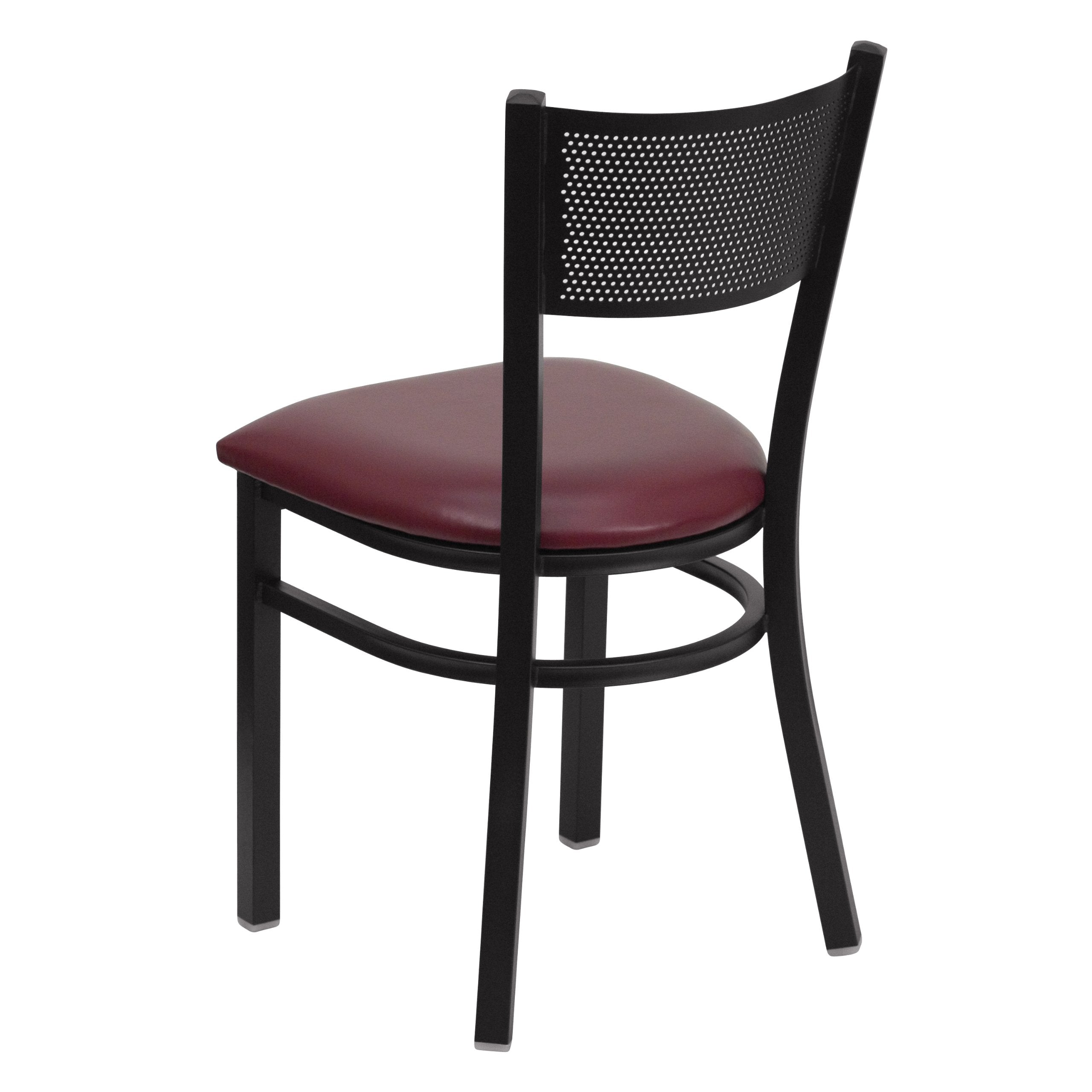 Flash Furniture Hercules Series Black Grid Back Metal Restaurant Chair - Burgundy Vinyl Seat
