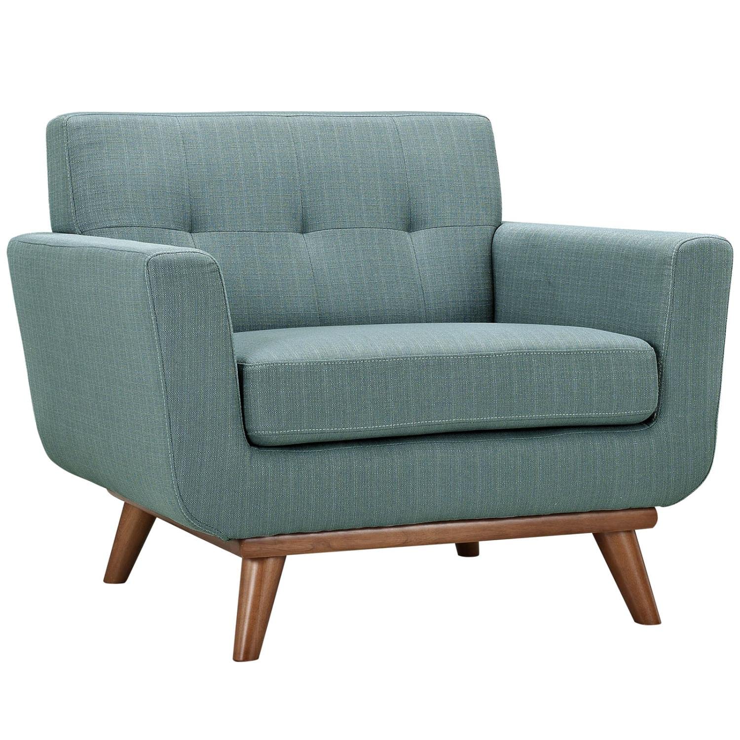 Modway Engage Mid-Century Modern Upholstered Fabric Armchair And Loveseat In Laguna