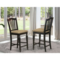 East West Furniture Chelsea Stools With Upholstered Seat, 24" Seat Height In Black Finish