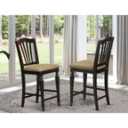 East West Furniture Chelsea Stools With Upholstered Seat, 24" Seat Height In Black Finish