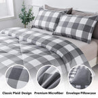 Andency Light Gray Plaid Comforter Twin(66X90 Inch), 2 Pieces(1 Plaid Comforter And 1 Pillowcase) Buffalo Check Plaid Comforter