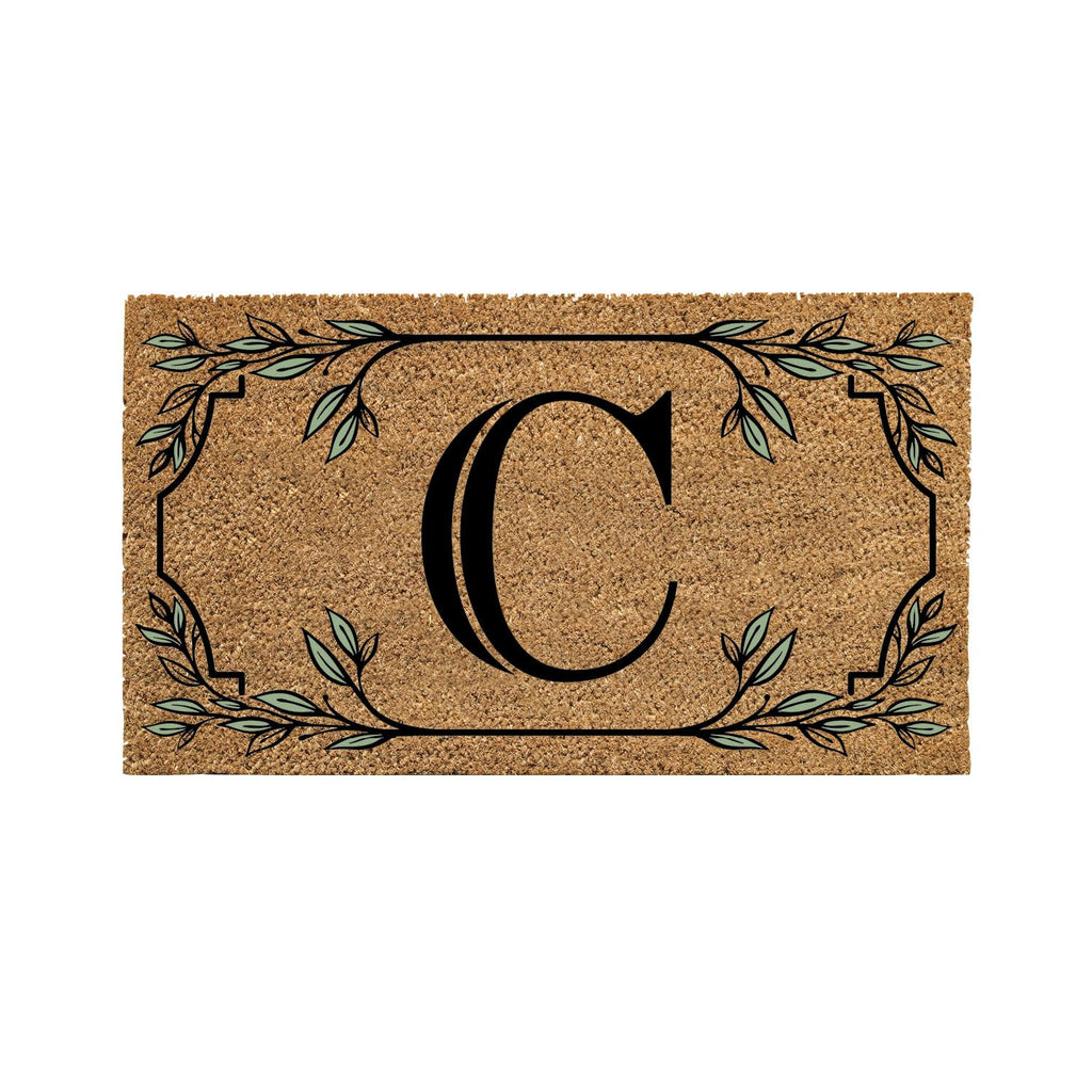 Evergreen Monogram Coir Doormat | Letter C | Front Door Mat For Outdoor Indoor Entrance | 28X16 Inches | Non-Slip Backing Doorwa