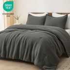 Phf 3 Pieces Waffle Weave Comforter Set King Size, Lightweight Breathable Comfy Bedding Set For All Season, Ultra Soft Textured