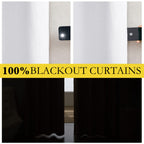 Nicetown 100% Absolutely Blackout Linen Curtains With Thermal Insulated White Liner, White, 42 Inches Wide, 63 Inches Length Energy Saving Curtains For Cupboard 2 Panels Set, Vertical Blinds