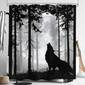 LIGHTINHOME Wolf Shower Curtain 60Wx72H Inches Rustic Dark Moon Trees Gothic Wildlife Animal Howling Wild Scenery Woodland Bathr