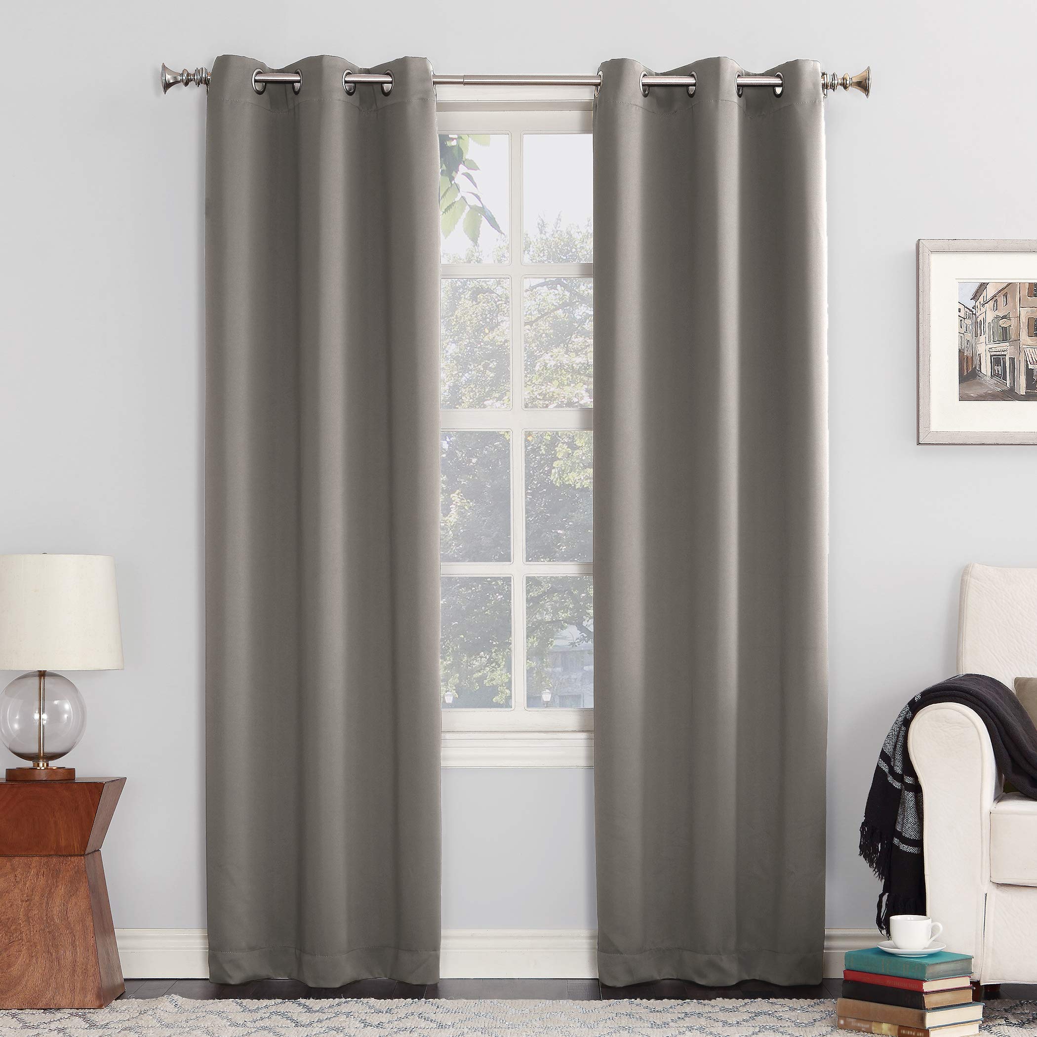 Sun Zero Easton Energy Saving Blackout Grommet Curtain Panel, 40' X 54', Gray