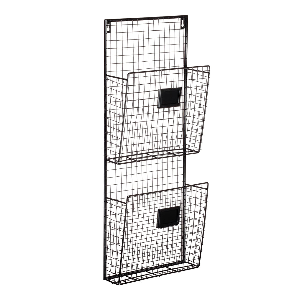Two Tier Wall File Holder - Durable Antique Copper Metal Rack With Spacious Slots For Easy Organization, Mounts On Wall And Door