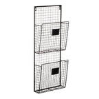 Two Tier Wall File Holder - Durable Antique Copper Metal Rack With Spacious Slots For Easy Organization, Mounts On Wall And Door