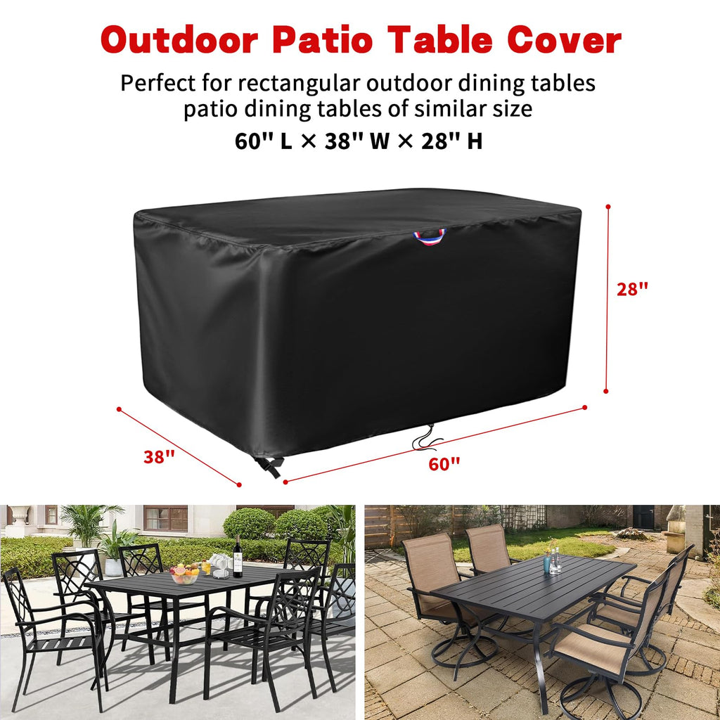 Outdoor Dining Table Cover, 60 Inch Rectangle Patio Dining Table Cover, Waterproof Protective Cover Patio Furniture Covers - 60