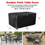 Outdoor Dining Table Cover, 60 Inch Rectangle Patio Dining Table Cover, Waterproof Protective Cover Patio Furniture Covers - 60