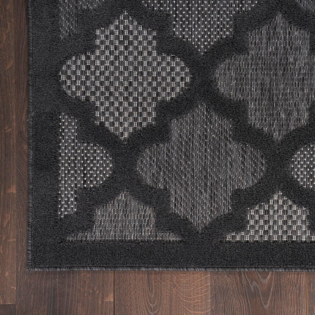 Nourison Easy Care Moroccan Charcoal/Black 5' X 7' Area Rug, Trellis, Easy Cleaning, Non Shedding, Bed Room, Living Room, Dining Room, Backyard, Deck, Patio (5X7)