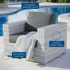 Modway Convene Wicker Rattan Outdoor Patio Armchair in Light Gray Charcoal