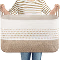 OIASKET 75L Large Cotton Rope Storage Basket, Soft Decorative Blanket Basket for Living Room & Bedroom, Boho Laundry Hamper with