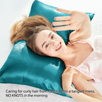 Bedelite Satin Pillowcase With Zipper, Teal Pillow Cases Queen Size Set Of 2, Super Soft And Cooling Similar To Silk Pillow Case