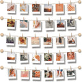 BIZYAC Hanging Photo Display Room Wall Decor - Sculptural Picture Frames Collage - 5 Strings with 30 Clips - 3M Self Adhesive Ho