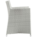 Modway Junction Wicker Rattan Outdoor Patio Two Dining Arm Chairs With Cushions In Gray White