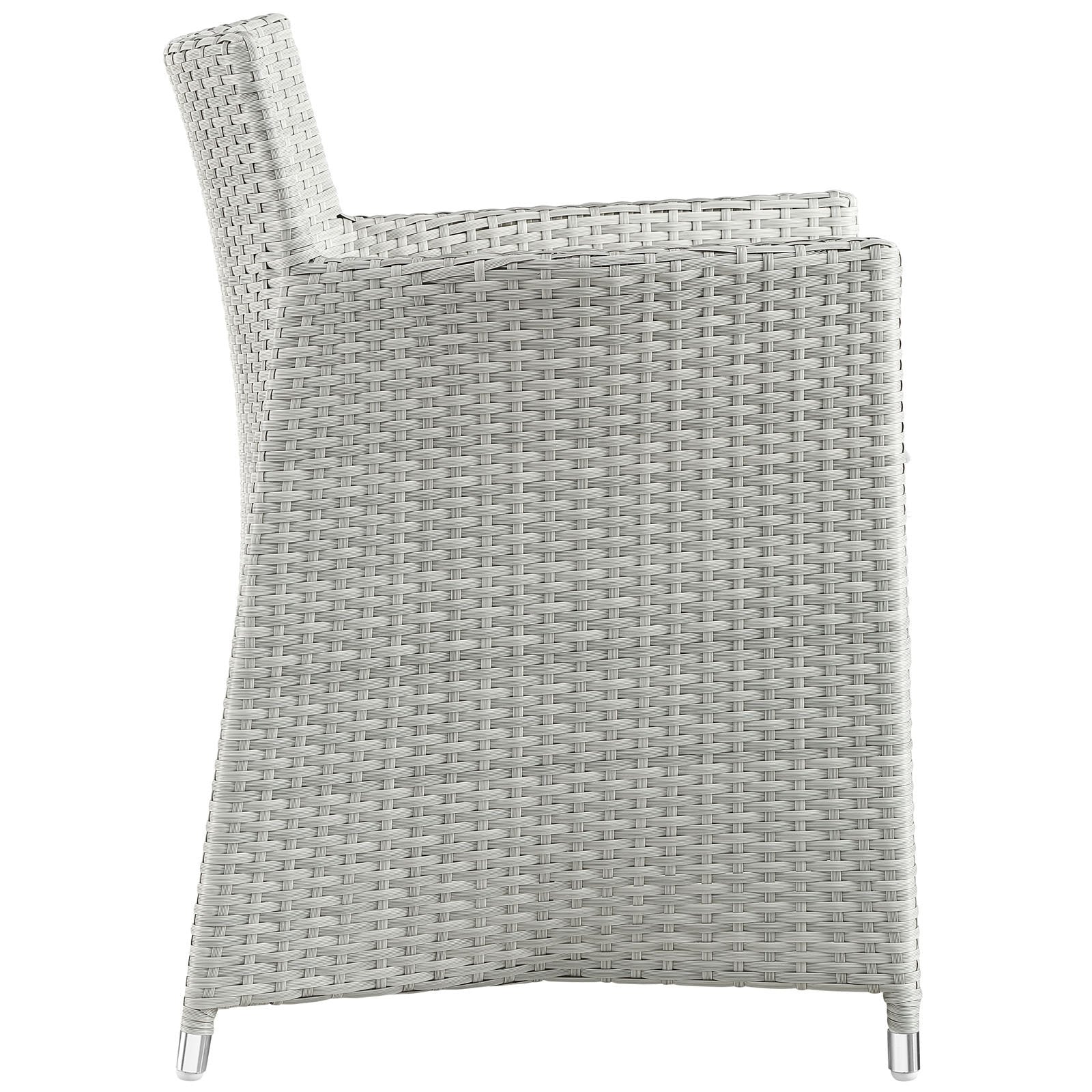 Modway Junction Wicker Rattan Outdoor Patio Two Dining Arm Chairs With Cushions In Gray White