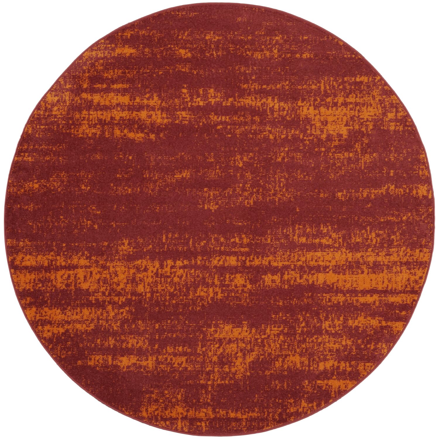 Nourison Essentials Indoor/Outdoor Solid Abstract Red 8' X Round Area Rug, Easy Cleaning, Non Shedding, Bed Room, Living Room, D