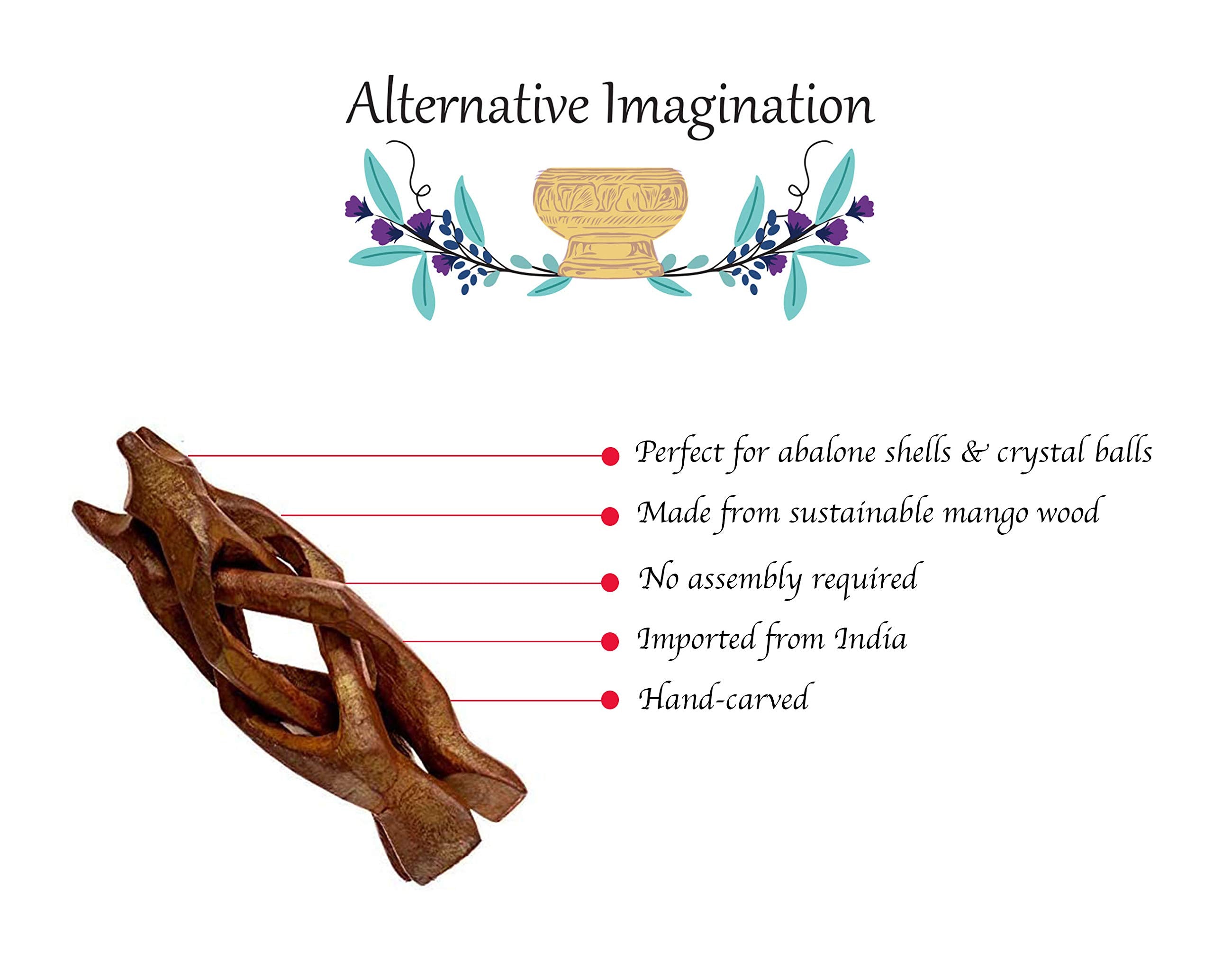 Alternative Imagination Wooden Tripod Stand - Display Stand For Home Decor, Abalone Shell, Jewelry Dish, Trinket Dish, Key Bowl,