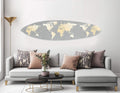 HomeRoots Grey and Gold World Map Surfboard Wall Art
