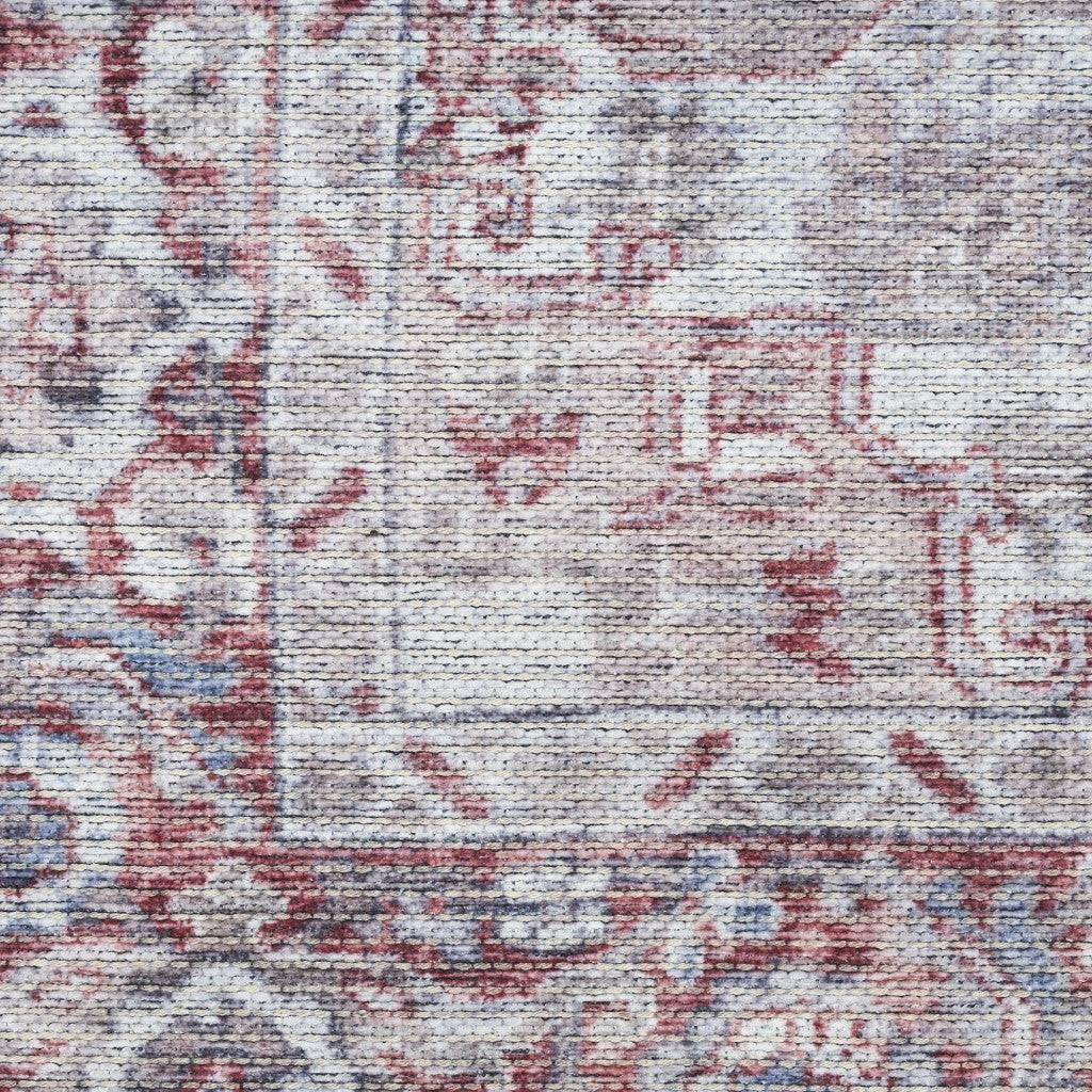 HomeRoots 533135 9 x 12 ft. Red & Ivory Floral Power Loom Distressed Washable Rectangle Area Rug