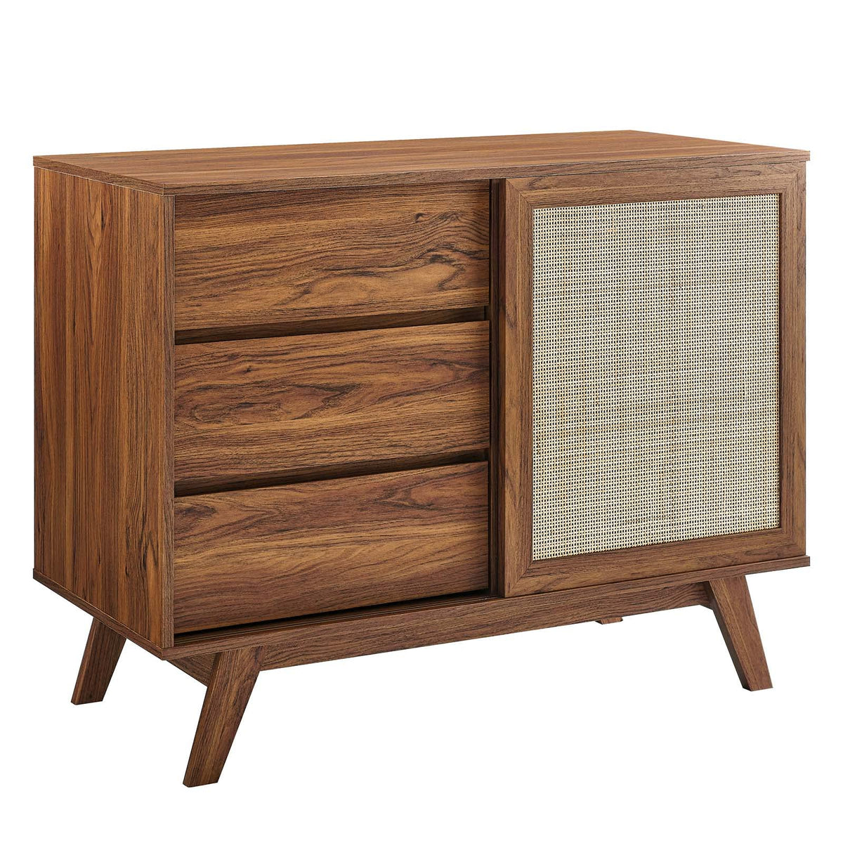 Modway Soma 40&quot; Rattan Display Stand Accent Cabinet In Walnut