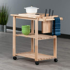 Winsome Wood Kitchen Cart With Cutting Board, Knife Block and Shelves, Beech