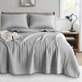 Kasentex Gull Grey Oversized Queen Size Quilt Bedding Sets With Pillow-Shams, Lightweight Soft Bedspread, Durable Stitched - Qui